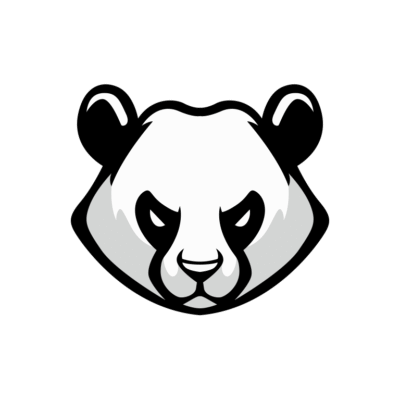 Angry furious panda head mascot logo for esports sports or vector asset of panda head