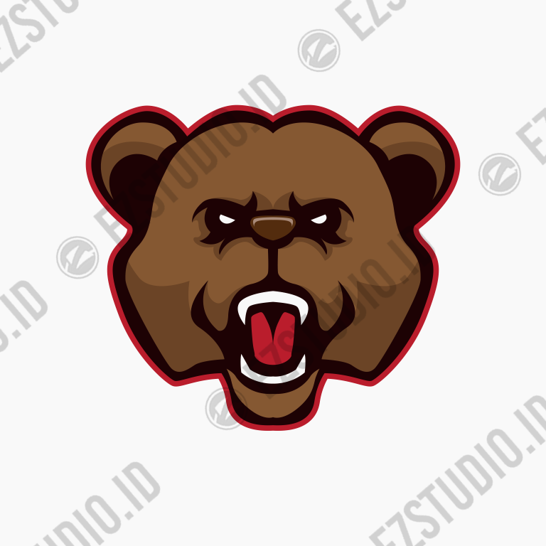 Angry head bear mascot logo vector Illustration template