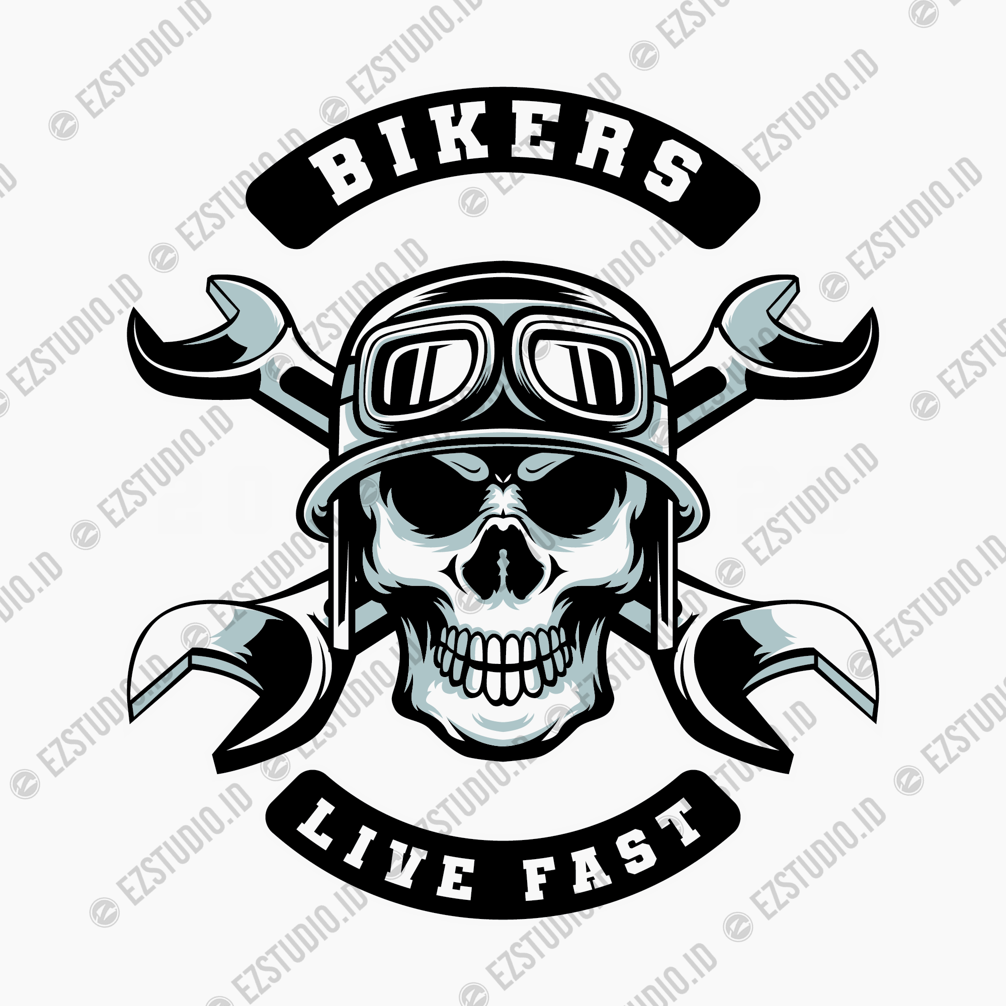 Bikers Live Fast Biker Emblem design asset vector