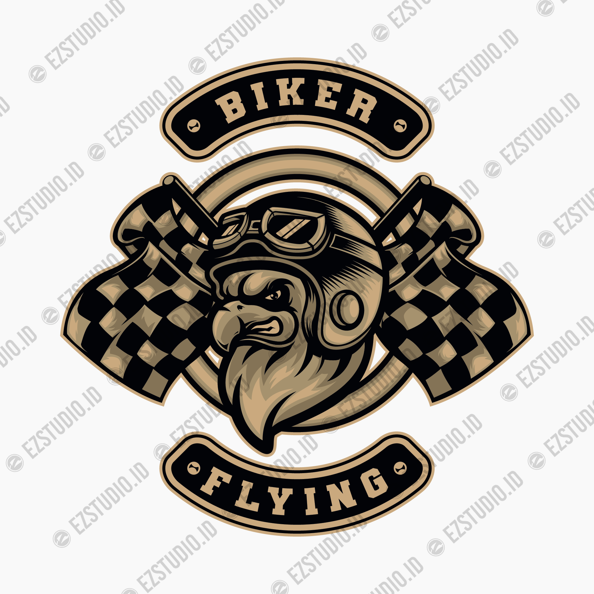 Bird Biker Emblem Logo Asset vector