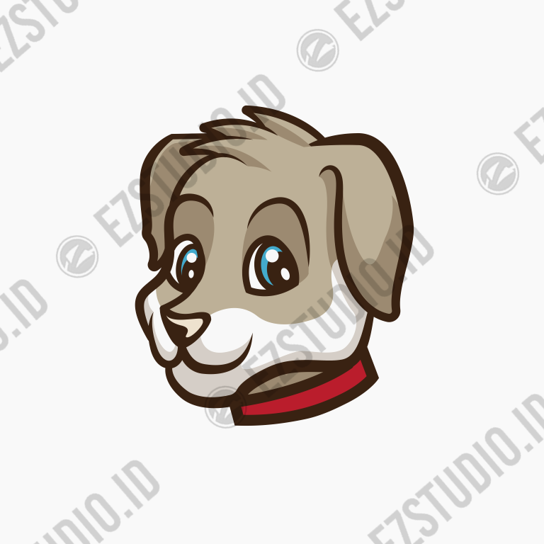 Cute dog head vector asset dog smiling with necklace vector asset