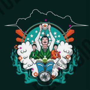 Student winning holding a cup asset vector