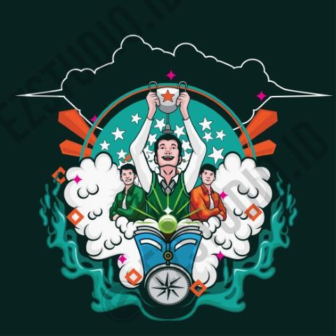 Student winning holding a cup asset vector