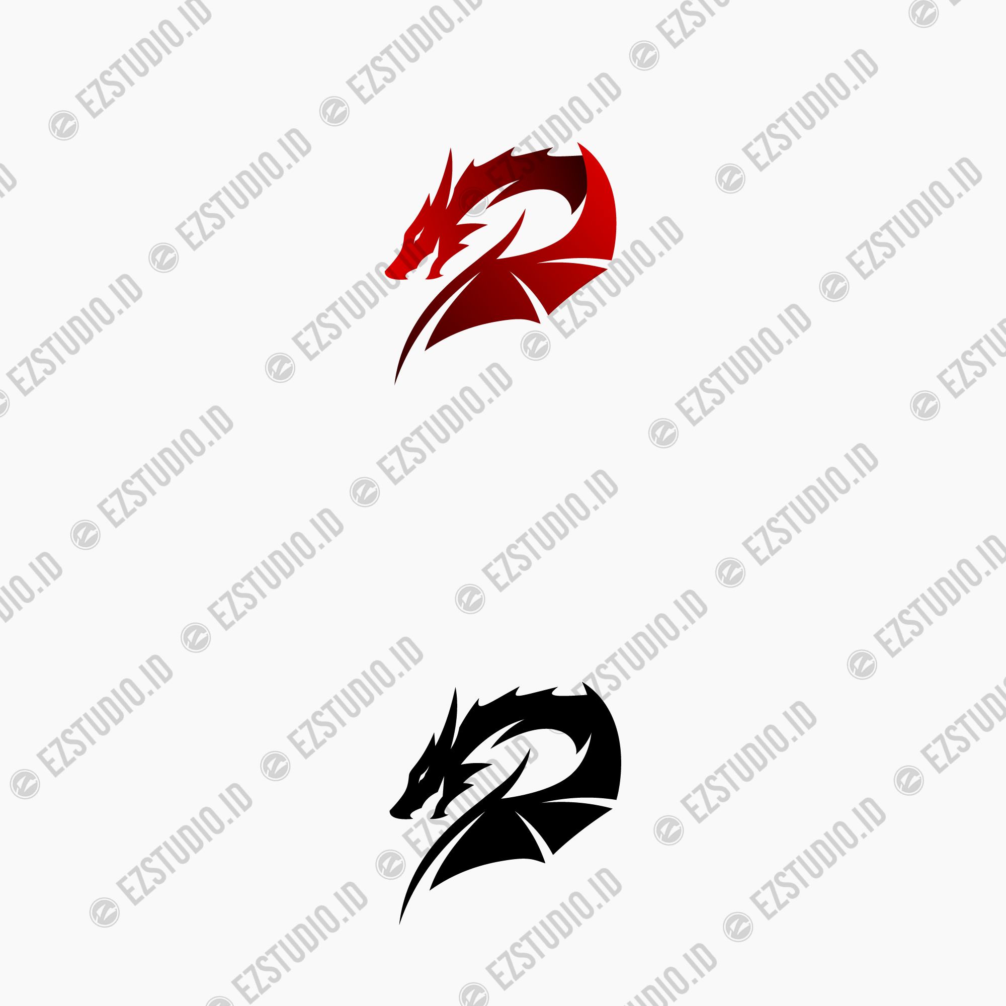 D initial dragon logo vector template