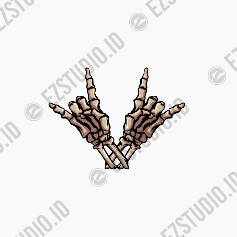 Metal sign hand skeleton crosshand vector asset template