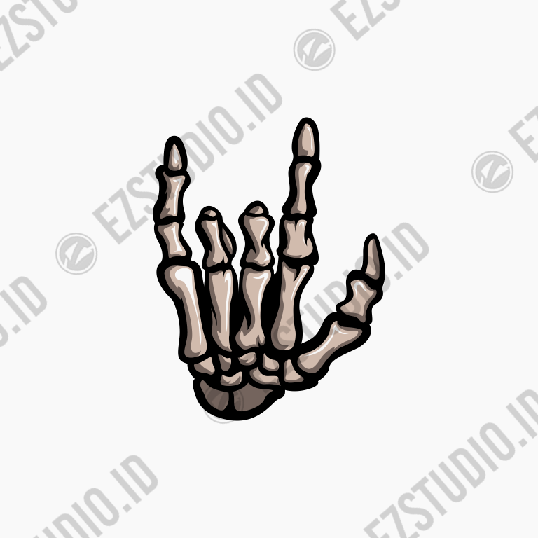Hand Metal Sign skeleton vector template