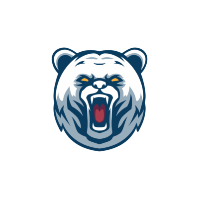 Polar bear angry pose mascot logo esports sports template