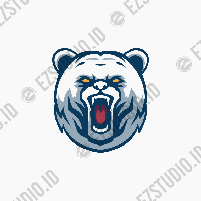 Polar bear angry pose mascot logo esports sports template