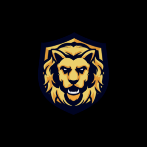 Lion with shield mascot logo template