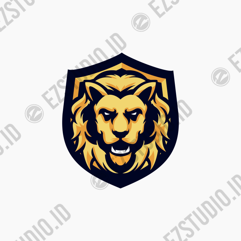 Lion with shield mascot logo template