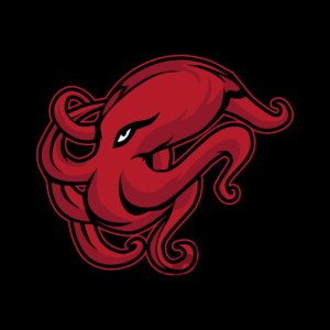 Red Octopus Mascot Logo vector Illustration