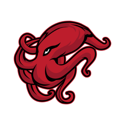 Red Octopus Mascot Logo vector Illustration