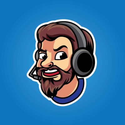 Man with headphone on vector asset