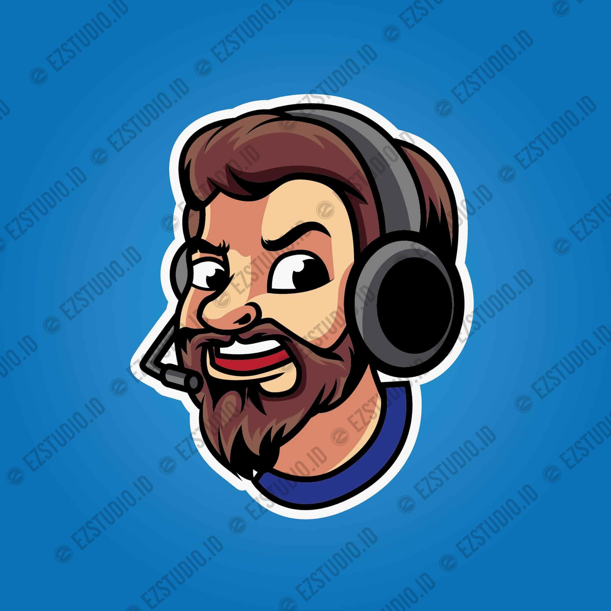 Man with headphone on vector asset