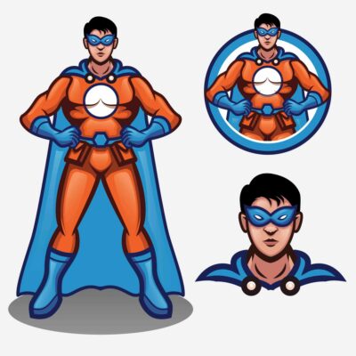 Superhero Mascot pose Vector Asset
