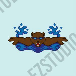 Swimming Bear Athlete animal asset vector