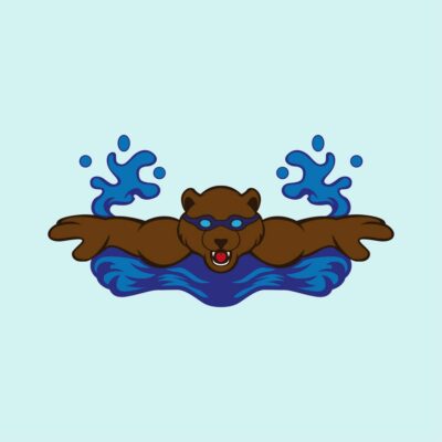 Swimming Bear Athlete animal asset vector