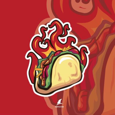 Taco Hot With fire asset vector