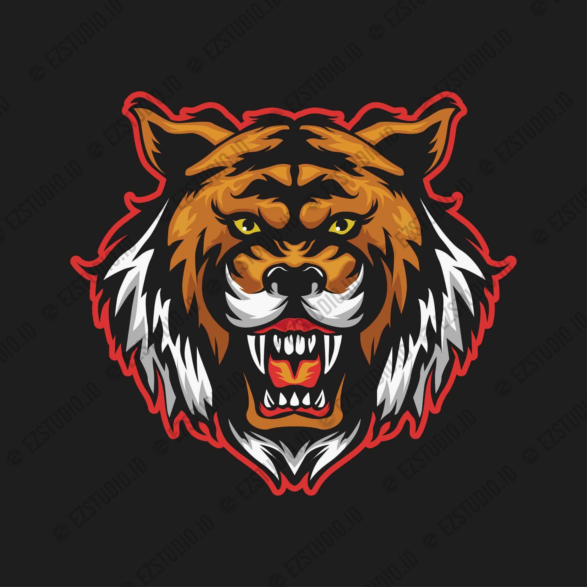 Tiger Roar Head Mascot Logo Asset vector