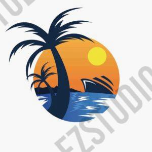 Travel Ship Ocean view logo vector