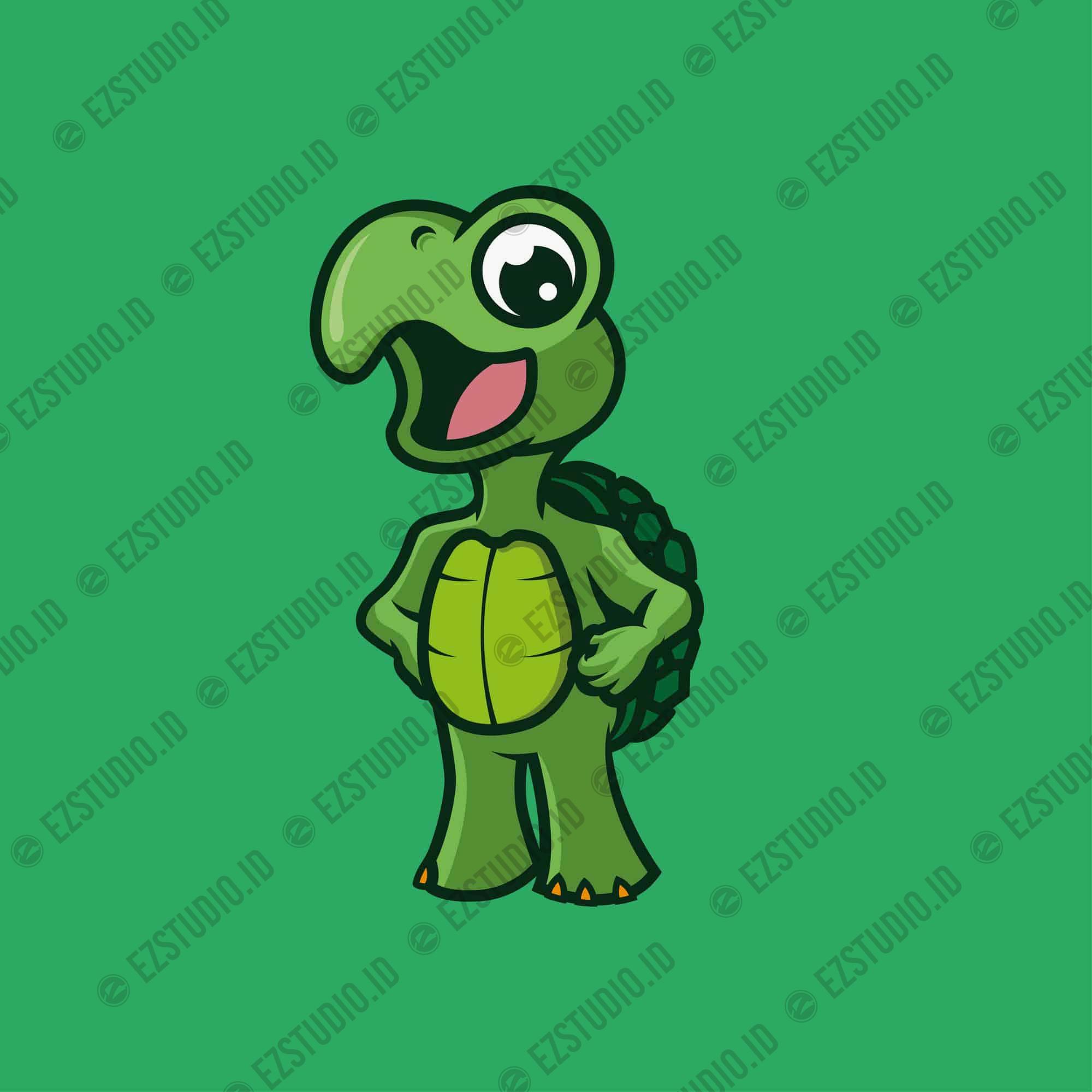 Cute Turtle Smiling hands on hip asset vector