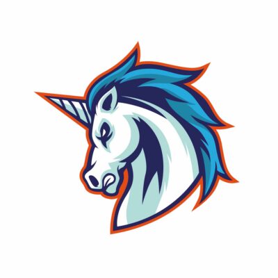 Unicorn Head Sticker Mascot Asset vector