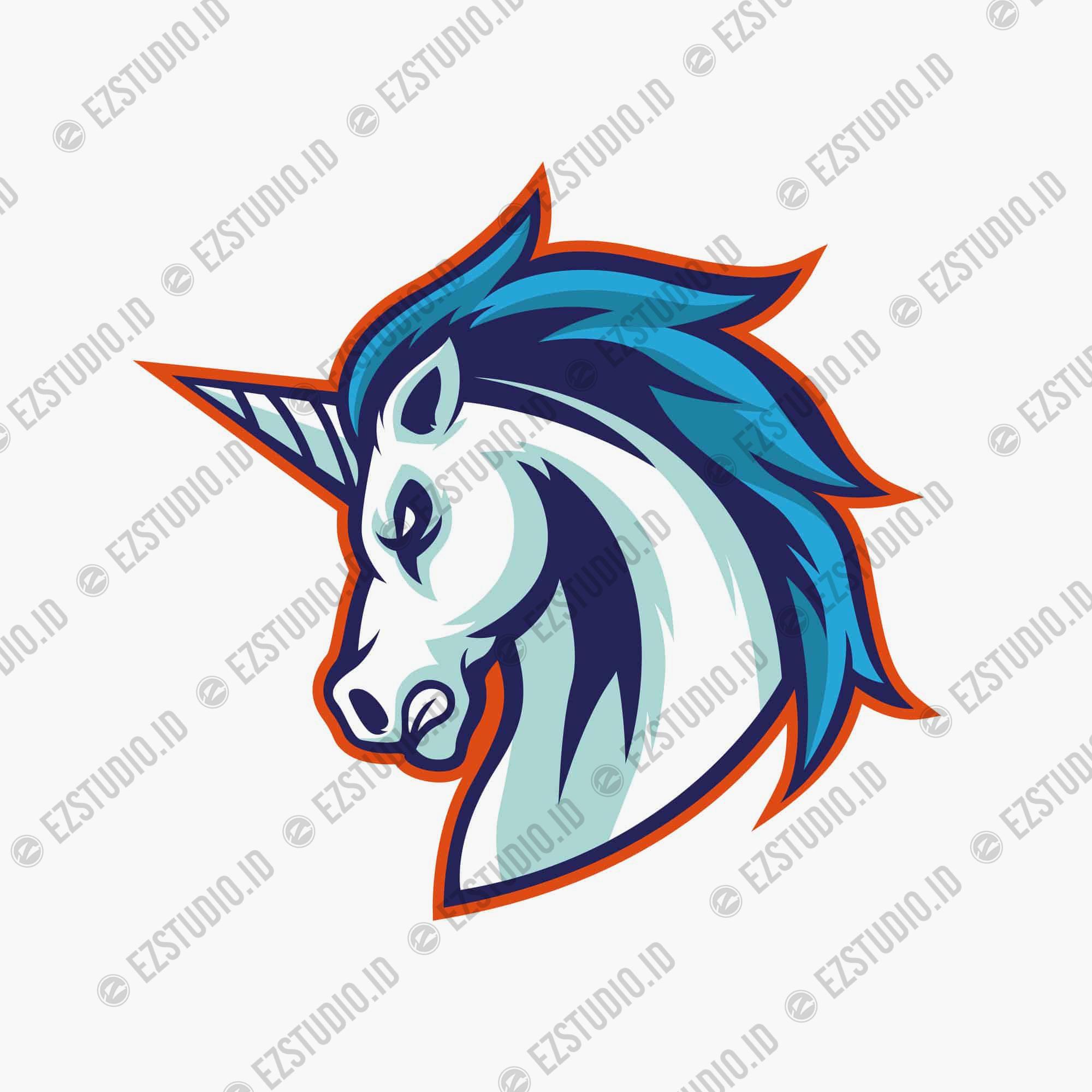 Unicorn Head Sticker Mascot Asset vector
