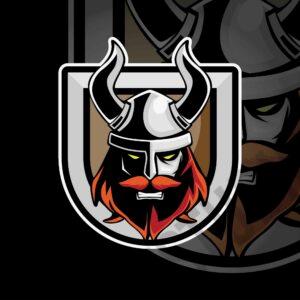 Viking Head with Shield mascot logo