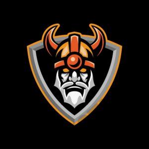 Viking Head with Shield mascot logo
