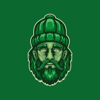 Man wearing beanie and leaf moustache looking stoned