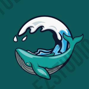 Whale and Wave vector Illustration asset