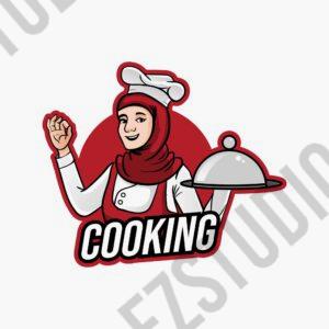 Hijab Chef Mascot Logo Vector Premade