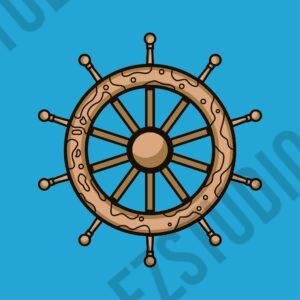 Drawn vintage ship wheel illustration