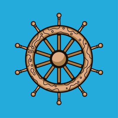 Drawn vintage ship wheel illustration
