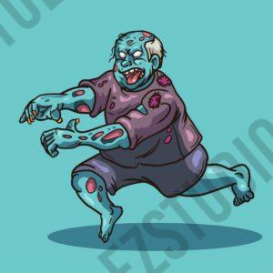 Fat Zombie Running Vector Illustration