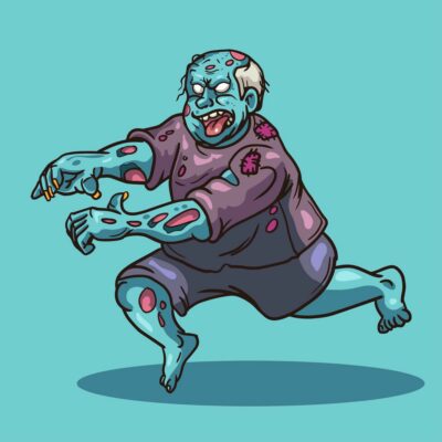 Fat Zombie Running Vector Illustration