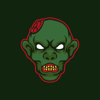 Green Head zombie mascot sticker