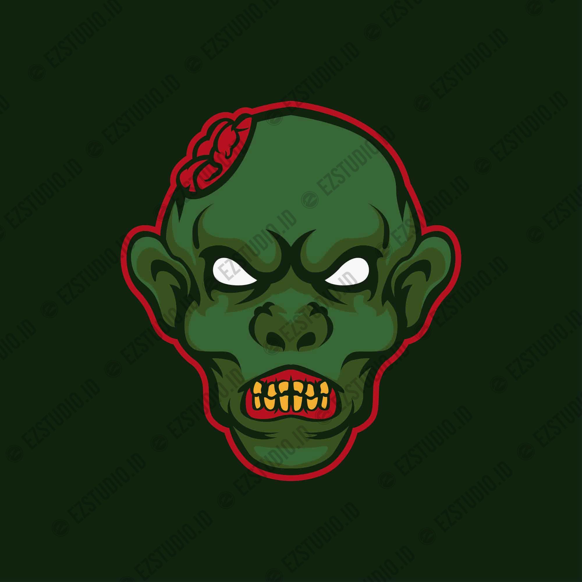 Green Head zombie mascot sticker