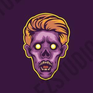 Zombie Head Sticker logo design vector