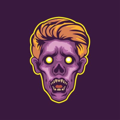 Zombie Head Sticker logo design vector
