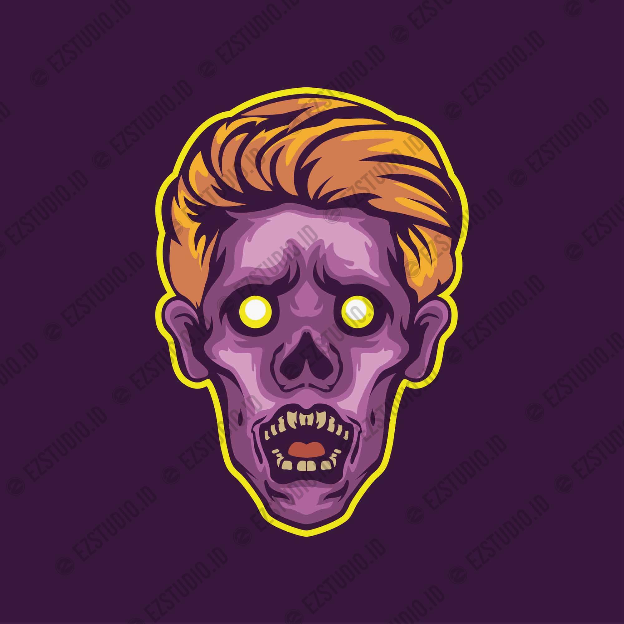 Zombie Head Sticker logo design vector