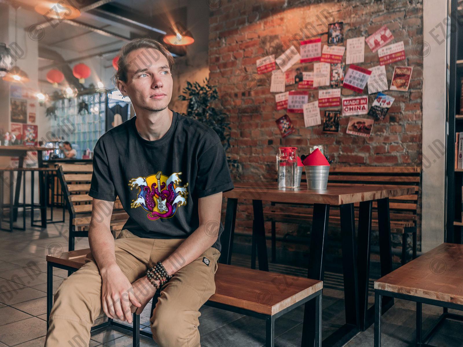 Guitar wave octopus t shirt design illustration ready to use - Image 2