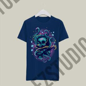 Skull Octopus Underwater T shirt design Illustration Ready to use