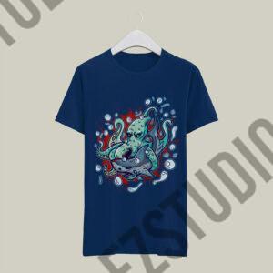 Octopus And Shark Battle T shirt design ready to use
