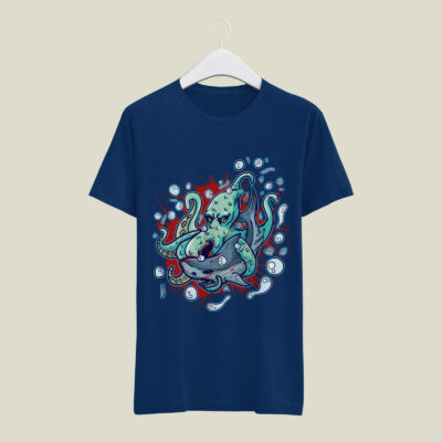 Octopus And Shark Battle T shirt design ready to use