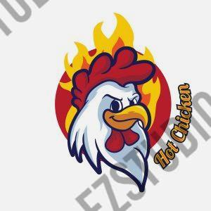 Fire Chicken Mascot Logo – Rooster Head Sports & BBQ Logo Vector