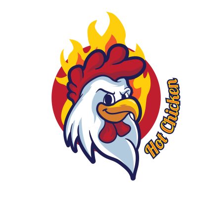 Fire Chicken Mascot Logo – Rooster Head Sports & BBQ Logo Vector