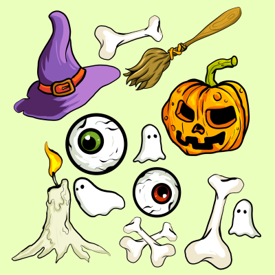 Halloween bundle icon and illustration vector template