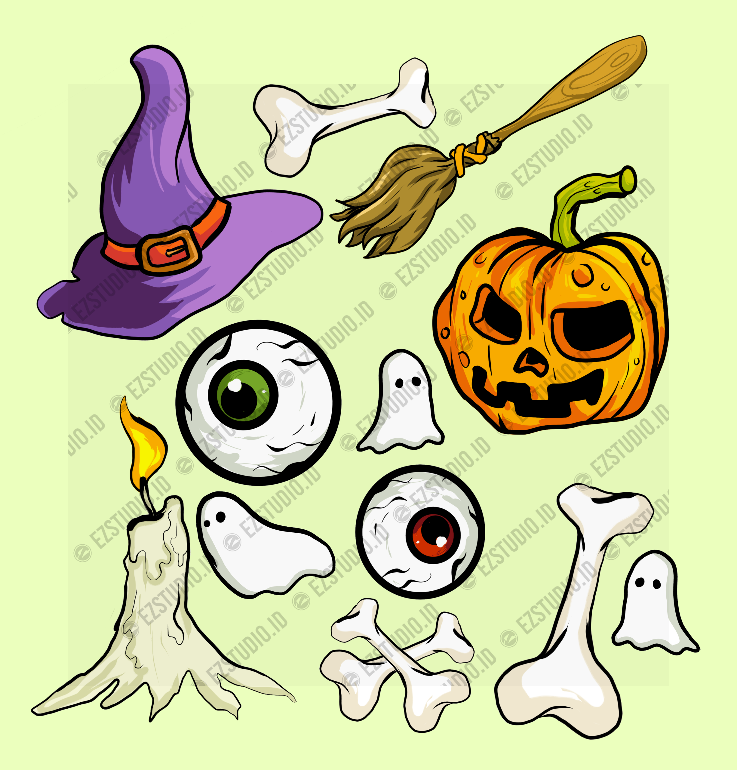 Halloween bundle icon and illustration vector template