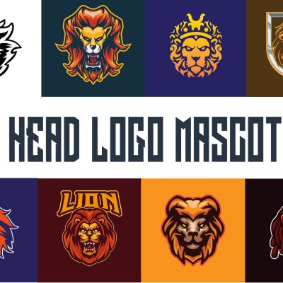 Lion Head logo mascot for Sports/E-Sports Set Bundle